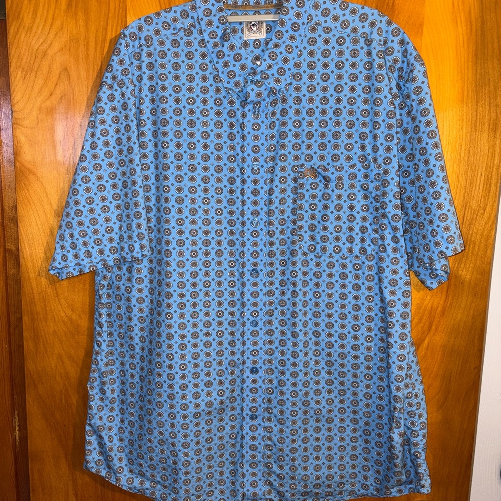 Cinch Blue and Brown Patterned Casual Shirt
